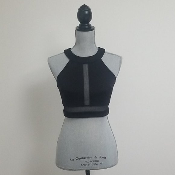 bebe crop top with mesh inserts - Picture 1 of 9